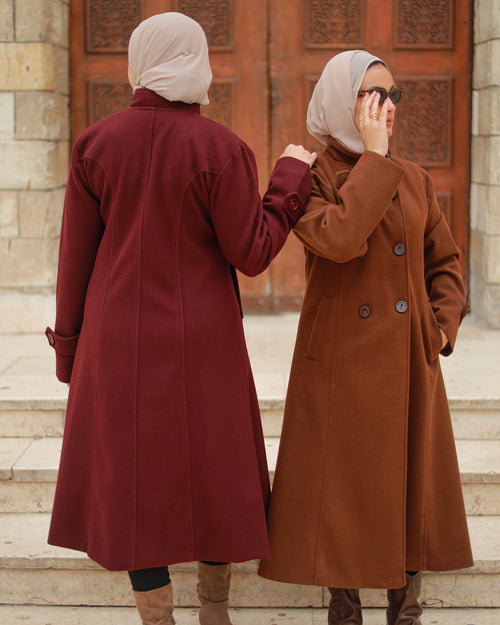 Princess Wool Coat – Burgundy