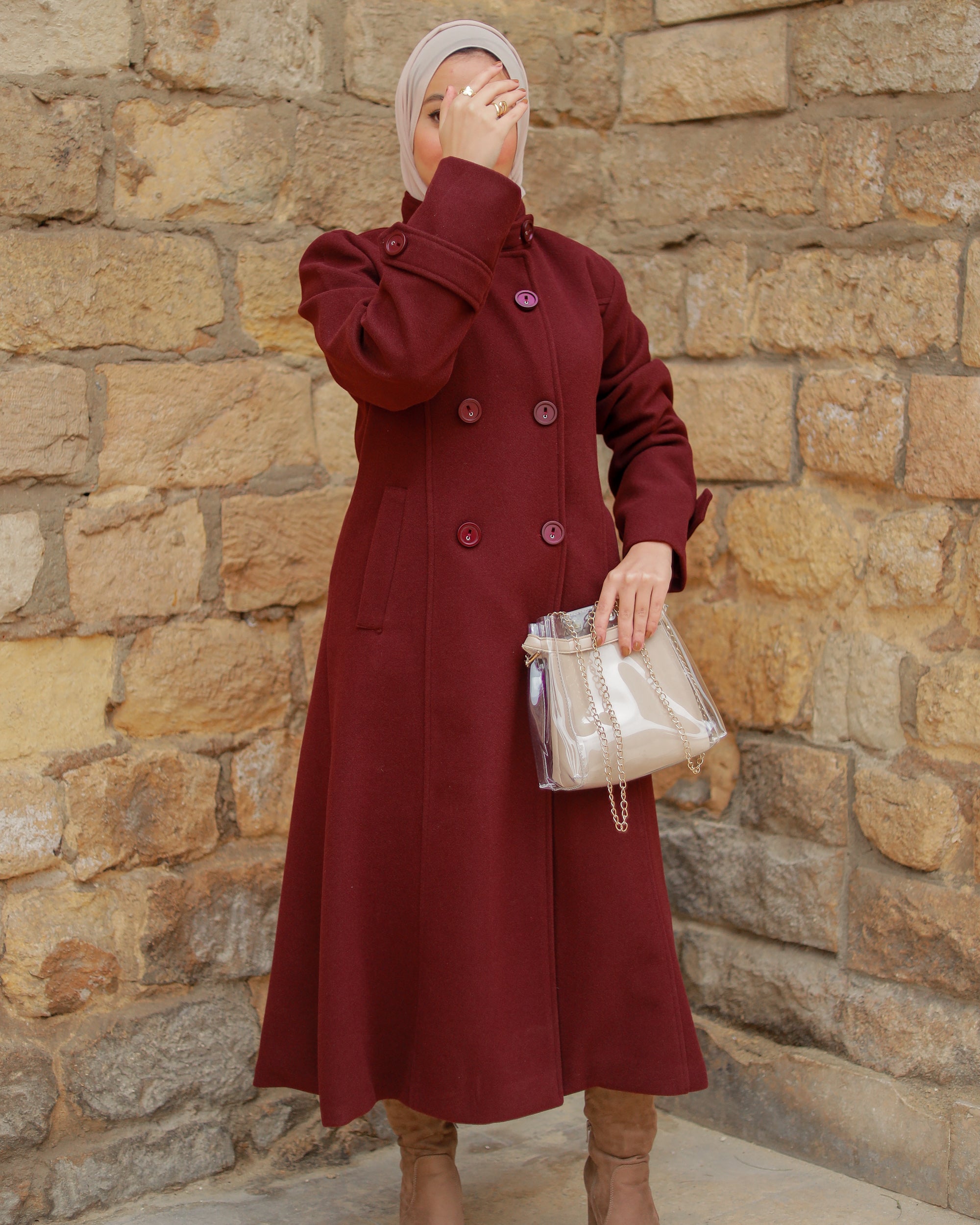 Princess Wool Coat – Burgundy