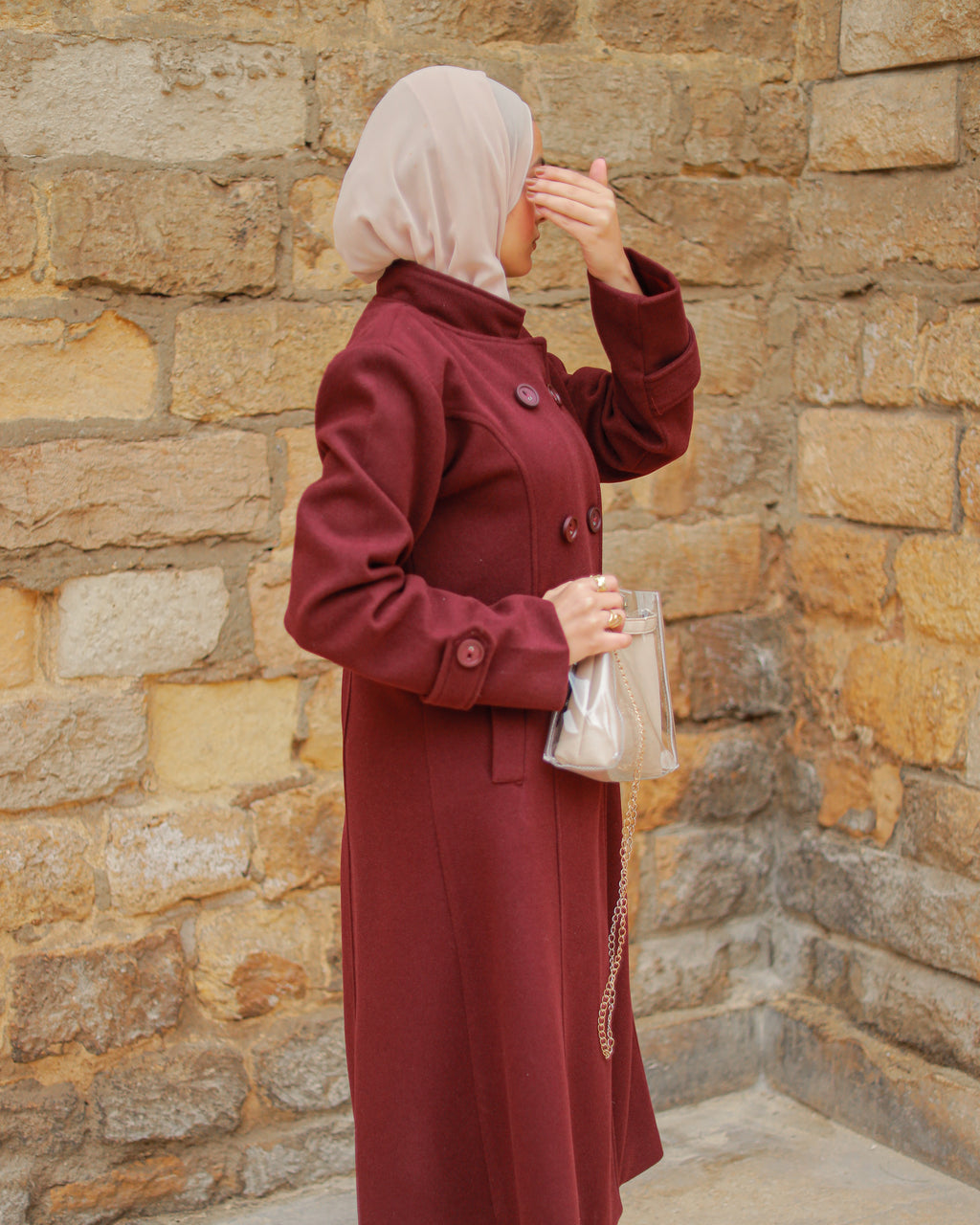Princess Wool Coat – Burgundy